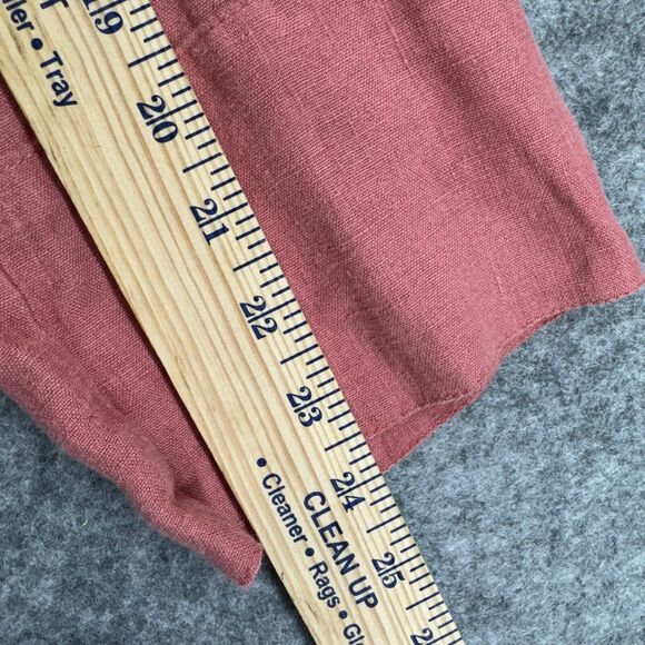 FLAX Womens Linen Button Up Top Size Medium Pink Long Sleeve Lagenlook Beachy - Picture 8 of 8